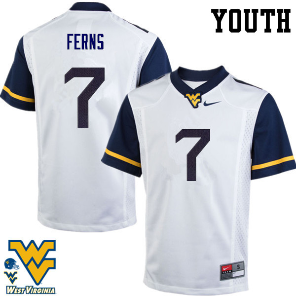 NCAA Youth Brendan Ferns West Virginia Mountaineers White #7 Nike Stitched Football College Authentic Jersey TC23R34KV
